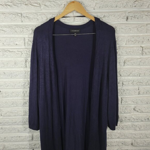 Lane Bryant Women Sweater 22 24 Plus Cardigan Open Blue Casual Comfy BLU170E - Picture 4 of 11